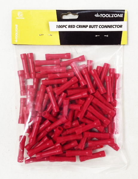 TZ 100PC INS. RED CRIMP BUTT CONNECTORS