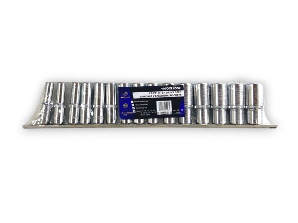 T/Z 15PC 3/8 DEEP CRV SOCKETS ON RAIL"