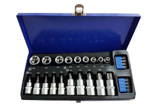 KDPSD128 TZ 27PC 3(8 & 1(2 INCH STAR BITS & E SOCKETS OPEN 2