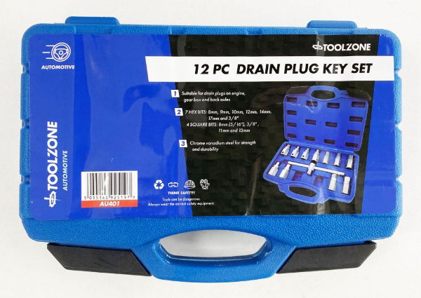 TOOLZONE 12PC DRAIN PLUG KEYS