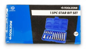 TOOLZONE 15PC STAR BITS WITH 1/2 ADAPTO"