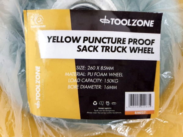 KDPRM027 YELLOW PUNCTURE PROOF SACK TRUCK WHEEL- LABEL