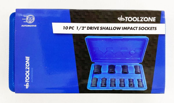 T/ZONE 10PC 1/2 SHALLOW IMPACT SOCKETS"