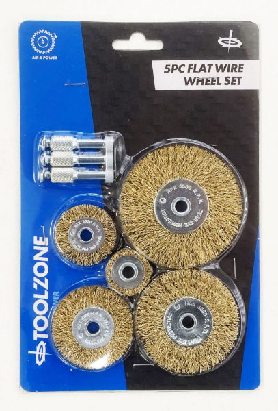 T/ZONE 5PC FLAT WIRE WHEEL SET FOR DRILL