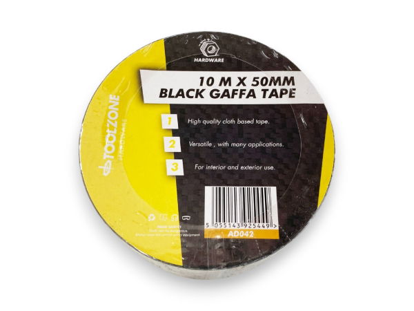 TOOLZONE 10M X 50MM BLACK GAFFA TAPE