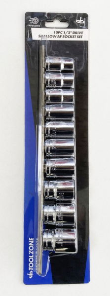 T/ZONE 10PC 1/2 AF CRV SHALLOW SOCKETS"