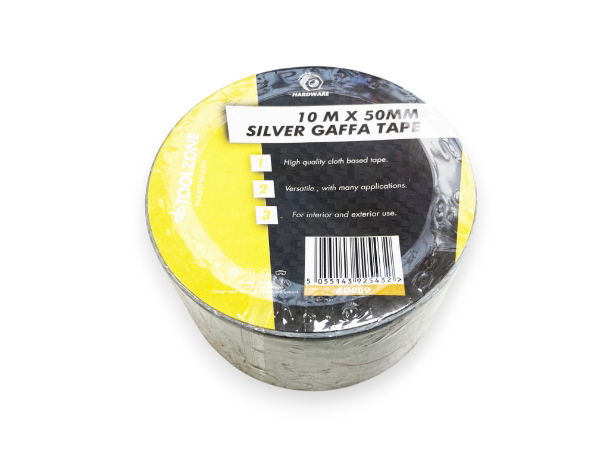 TOOLZONE 10M X 50MM SILVER GAFFA TAPE