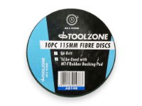TOOLZONE 10PC 115MM 36 GRIT FIBRE DISCS