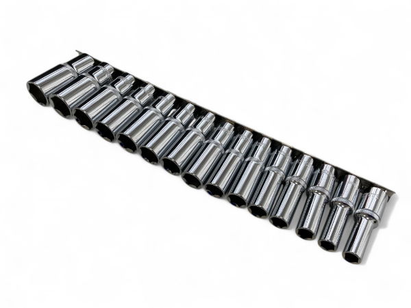 T/Z 15PC 3/8 DEEP CRV SOCKETS ON RAIL"