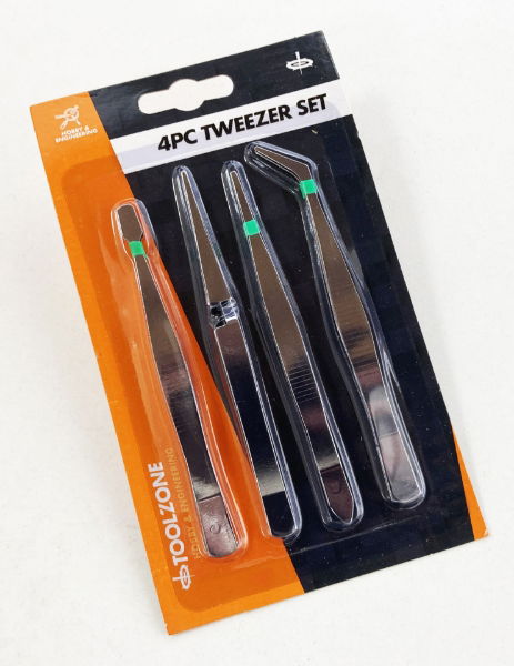 TOOLZONE 4PC TWEEZER SET