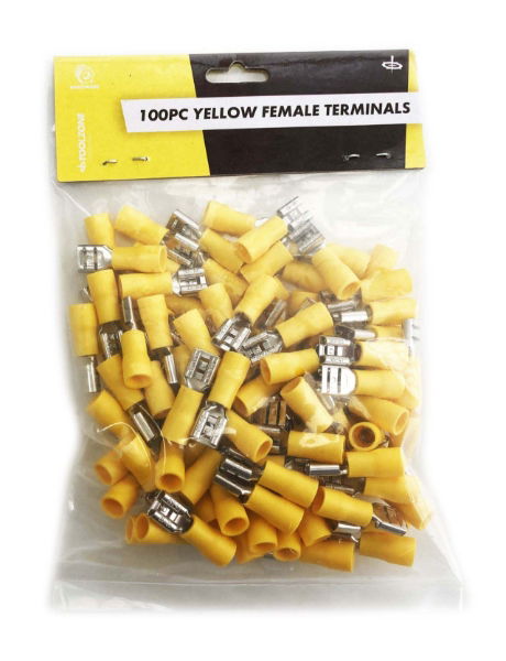 TOOLZONE 100PC YELLOW FEMALE TERMINALS