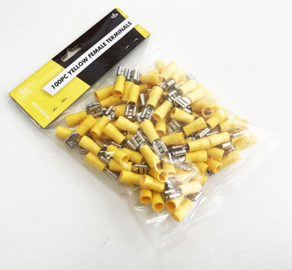 TOOLZONE 100PC YELLOW FEMALE TERMINALS