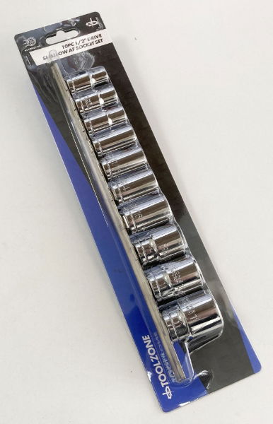 T/ZONE 10PC 1/2 AF CRV SHALLOW SOCKETS"