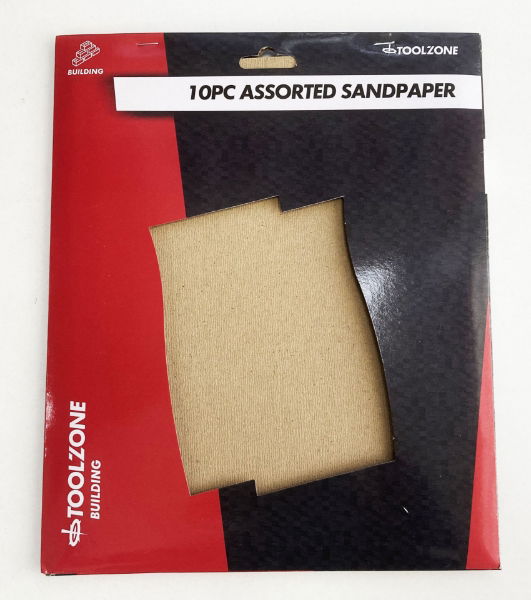 TOOLZONE 10PC ASSORTED SANDPAPER