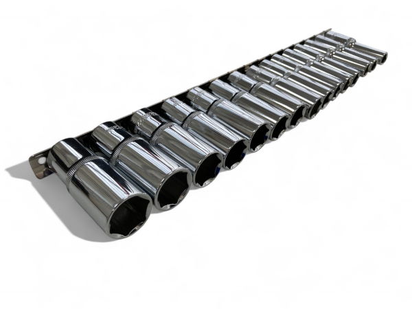 T/Z 15PC 3/8 DEEP CRV SOCKETS ON RAIL"