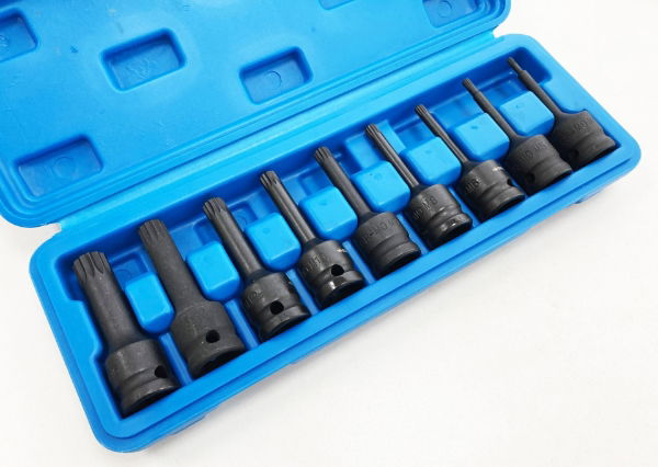 T/Z 9PC 1/2" IMPACT SPLINE BITS M4-M16