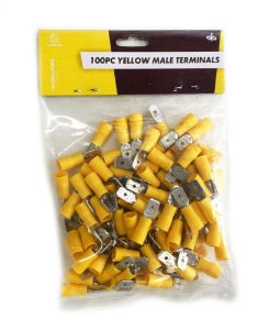 KDPEL142 - 100PC MALE TERMINALS YELLOW